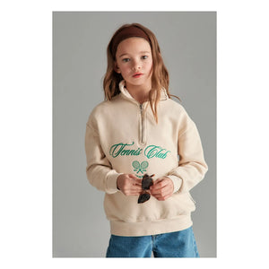 Mipounet - Juliette Organik Pamuk Fermuarlı Sweatshirt | Ecru