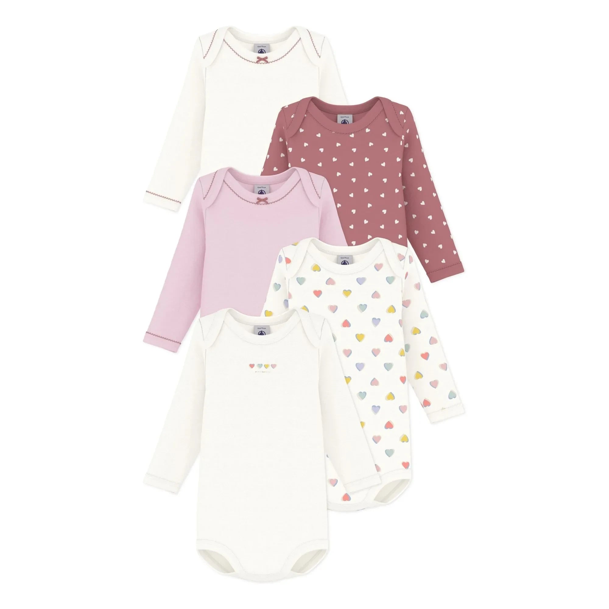 Petit Bateau - 5'li Organik Pamuklu Kalp Body Seti | Beyaz