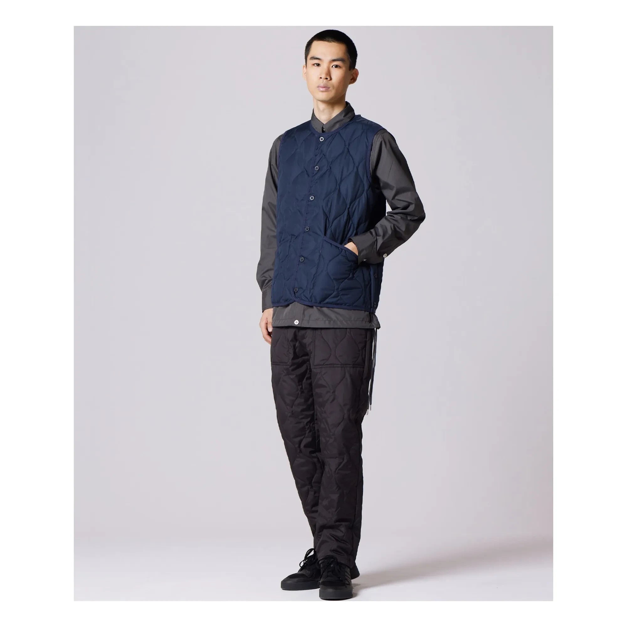 Taion - Unisex Askeri Kolsuz Ceket | Lacivert