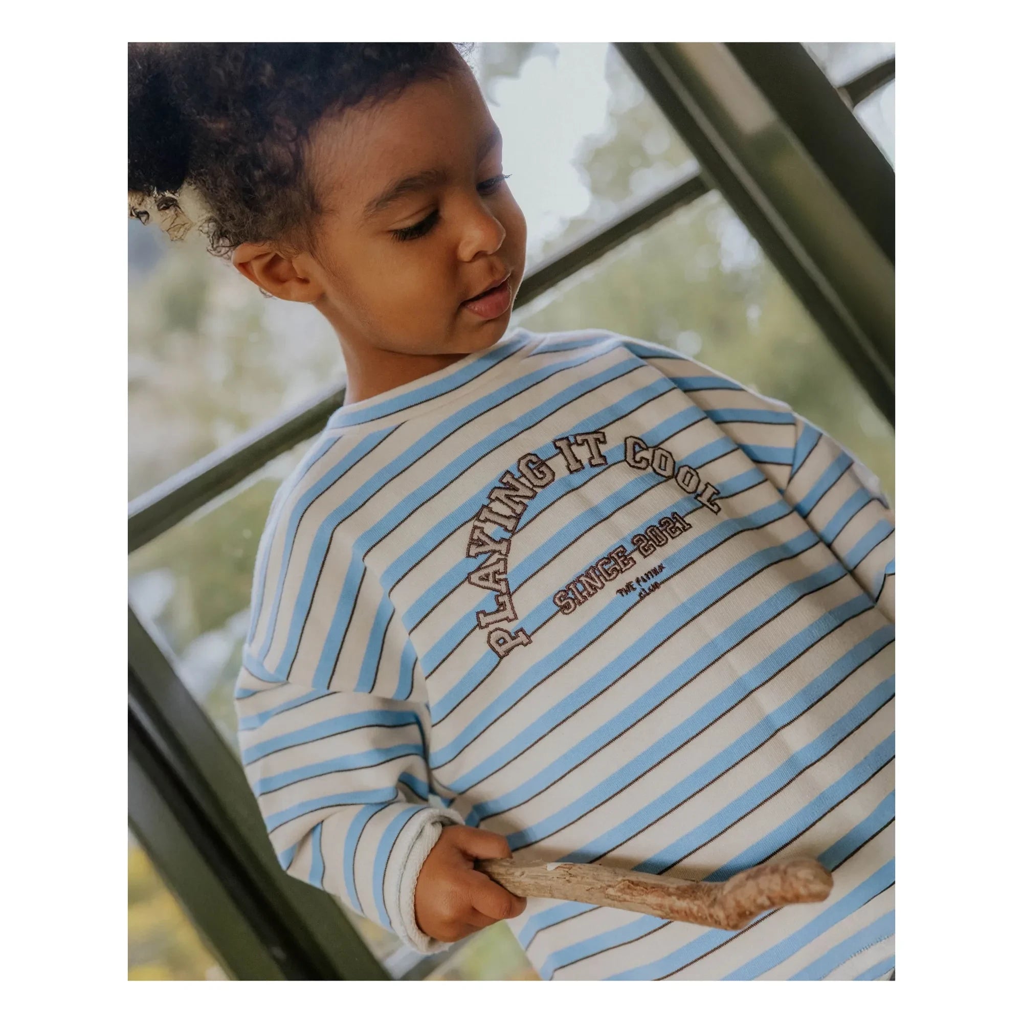 Fliink - Alvin çizgili organik pamuk sweatshirt | Açık mavi