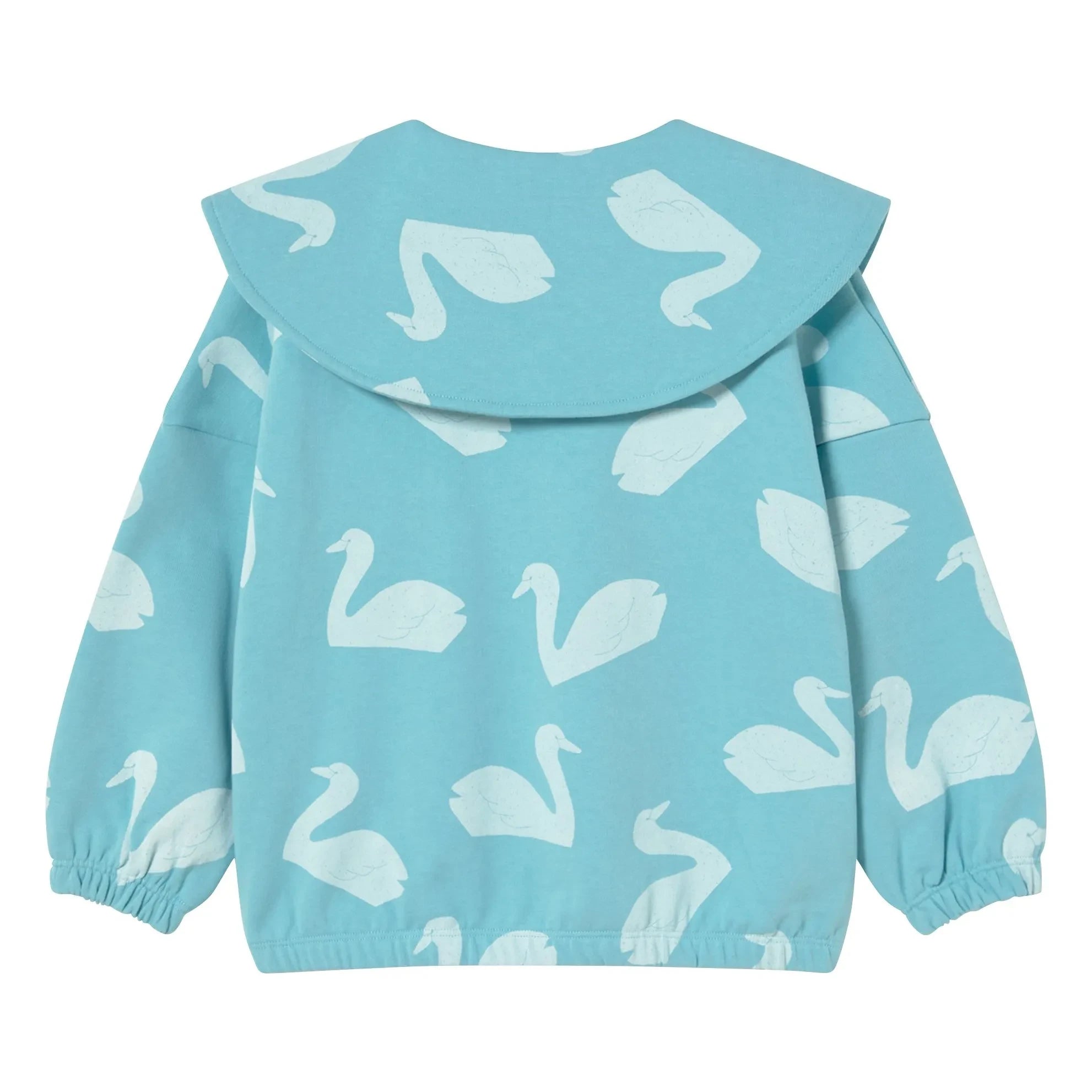 Tinycottons - Düğmeli Yaka Sweatshirt Kuğular | Açık mavi