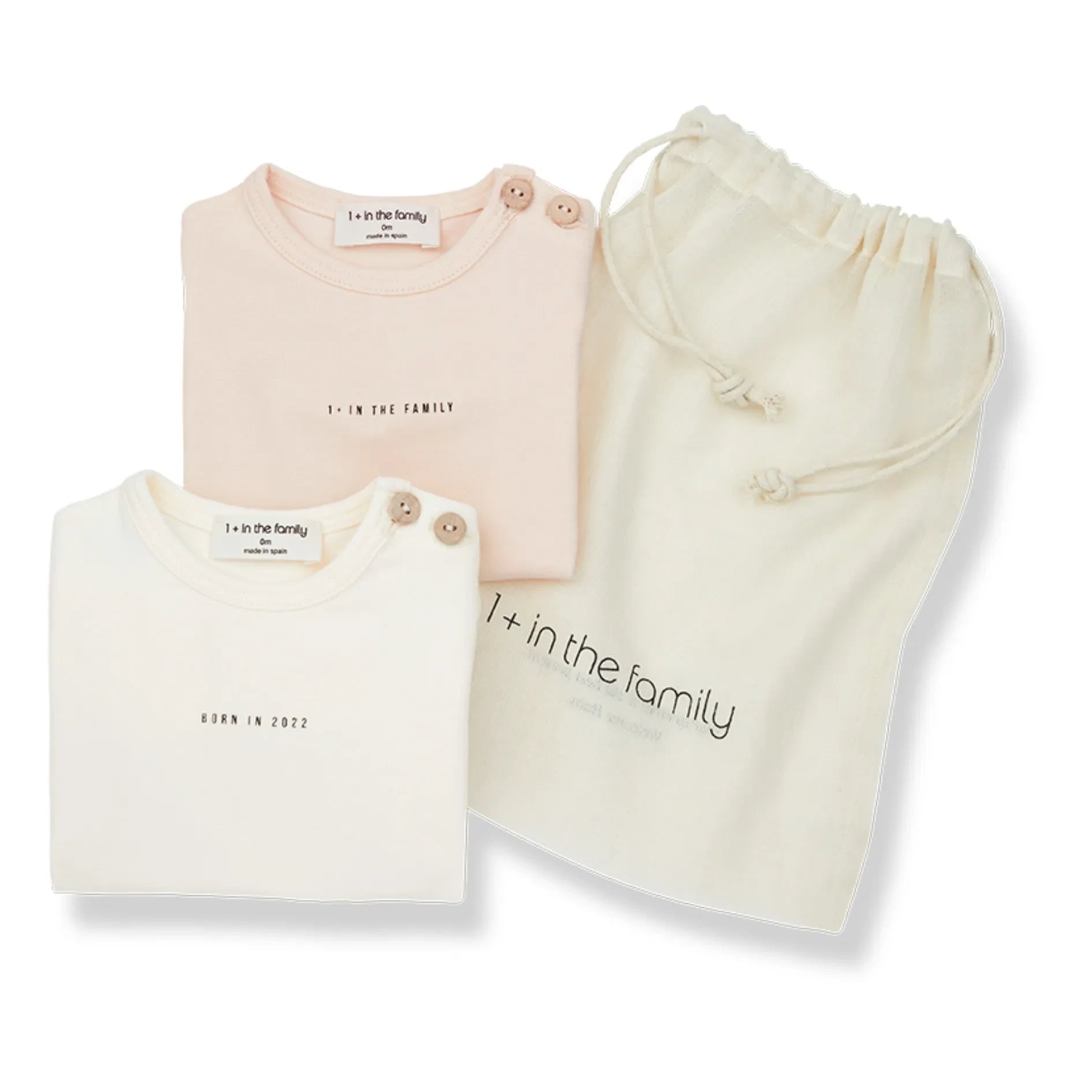 1+ in the family - Lis Organik Pamuk Bebek Body'leri - 2'li Set | Pudra pembe