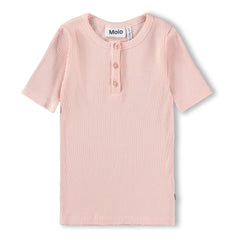 Molo - Rosey nervürlü düğmeli tişört | Açık Pembe