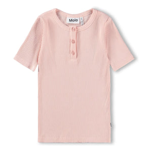 Molo - Rosey nervürlü düğmeli tişört | Açık Pembe