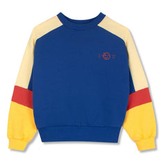 Wynken - Renk bloklu organik pamuk sweatshirt | Koyu Mavi