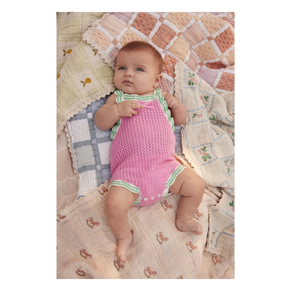 Bebe Organic - Rocking Horse Organik Pamuklu Battaniye | Toz Pembe