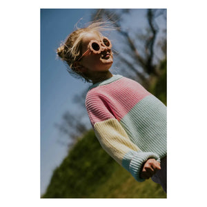Yuki - Renk Bloklu Organik Pamuk Kazak | Yeşil su