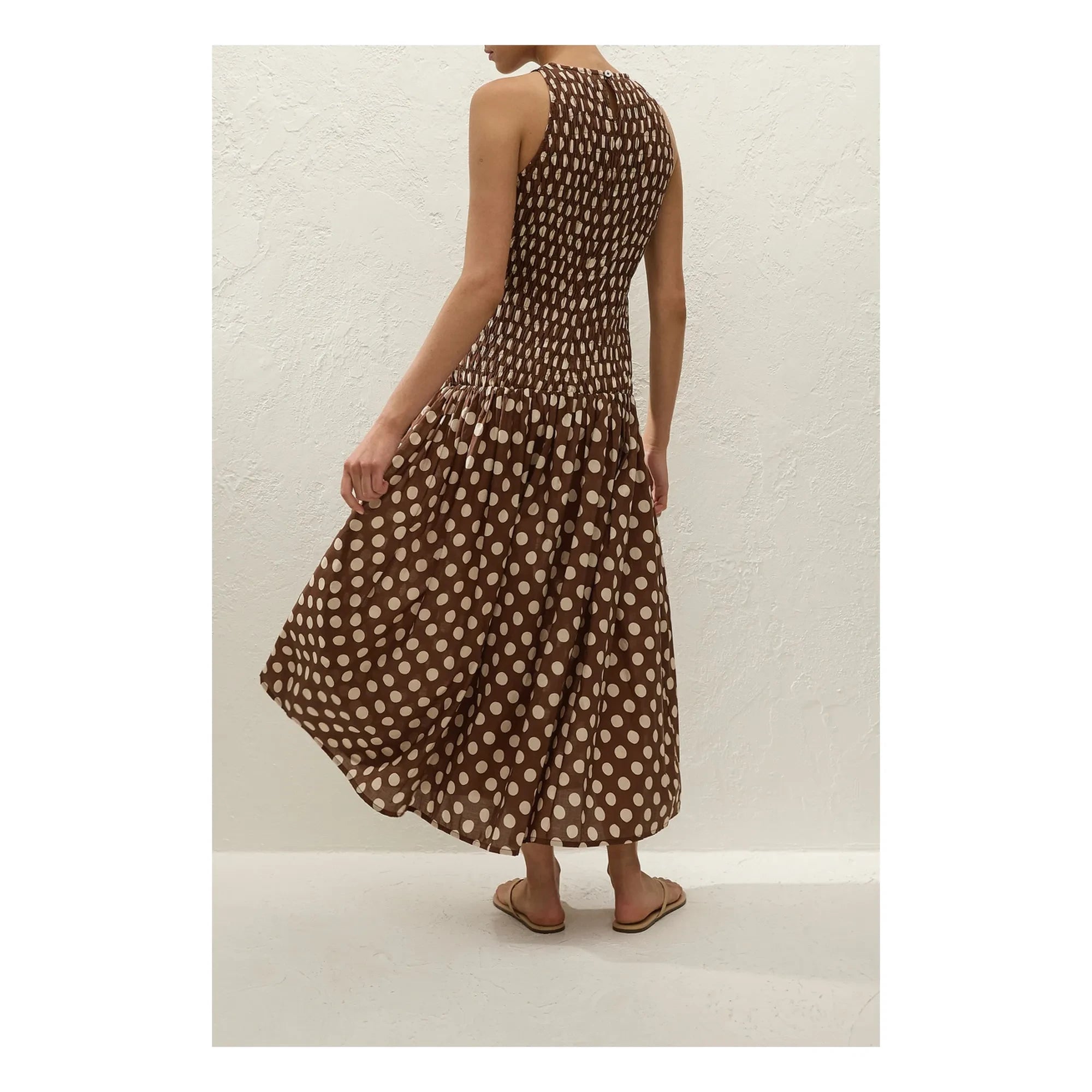 Faithfull the Brand - Luisa Pamuk Puantiyeli Elbise | Chocolate