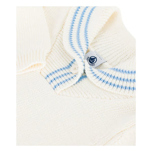 Petit Bateau - Organik Pamuk Şal Yaka Kazak | Ekru