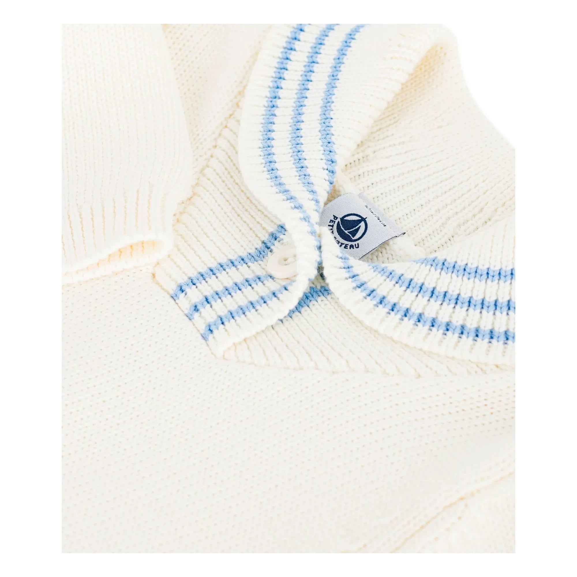 Petit Bateau - Organik Pamuk Şal Yaka Kazak | Ekru