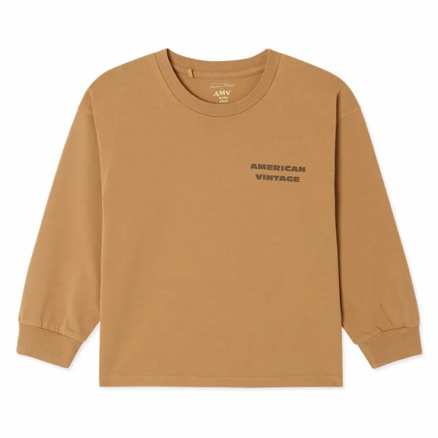 American Vintage - تيشيرت بشعار Fizvalley بأكمام طويلة | Camel