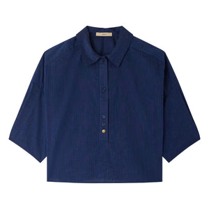 Sessùn - Pamuk Çizgili U Gömlek | Lacivert