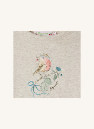 Bonpoint - Tahsina organik pamuklu fitilli T-shirt | Heather beige