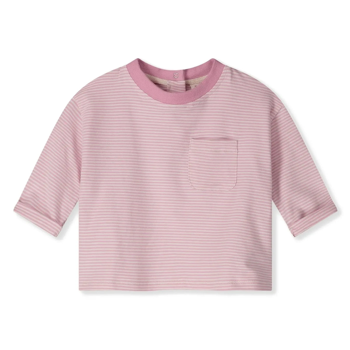 Gray Label - Çizgili cepli tişört Organik pamuk | Pembe