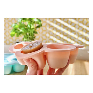 Béaba - Çok Bölmeli Silikon Tabak 6x90ml | Soluk Pembe