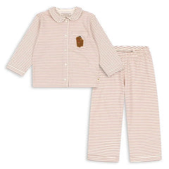 Konges Sløjd - Pio Çizgili Organik Pamuklu Pijama | Kırmızı