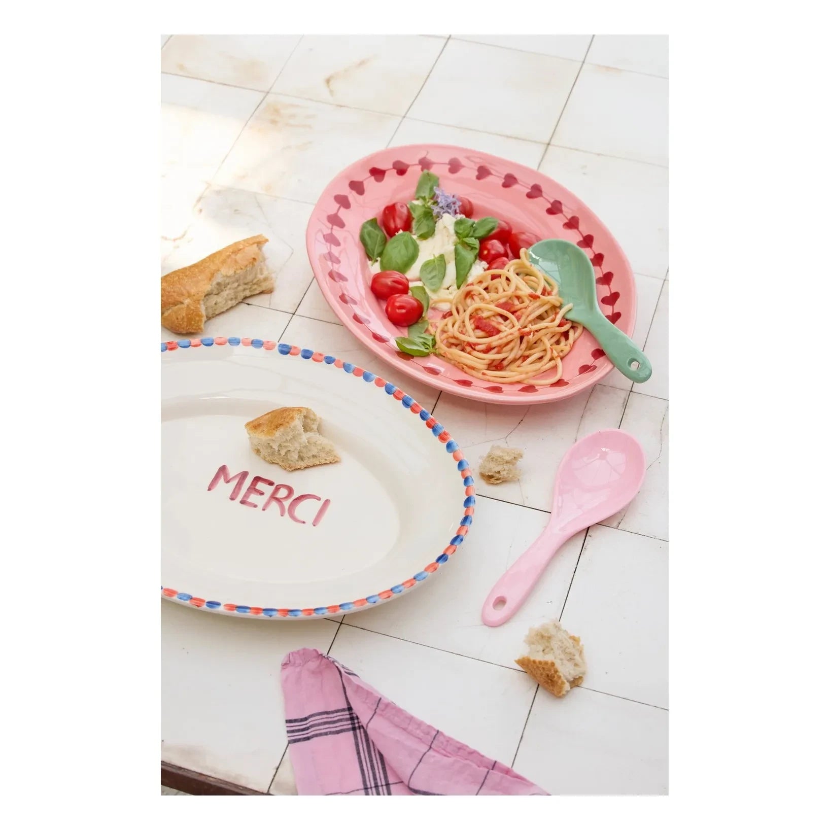 Rice - "Love" Seramik Tabak | Pembe