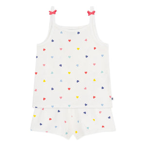 Petit Bateau - Kalp Baskılı Kısa Pijama Atlet | Beyaz
