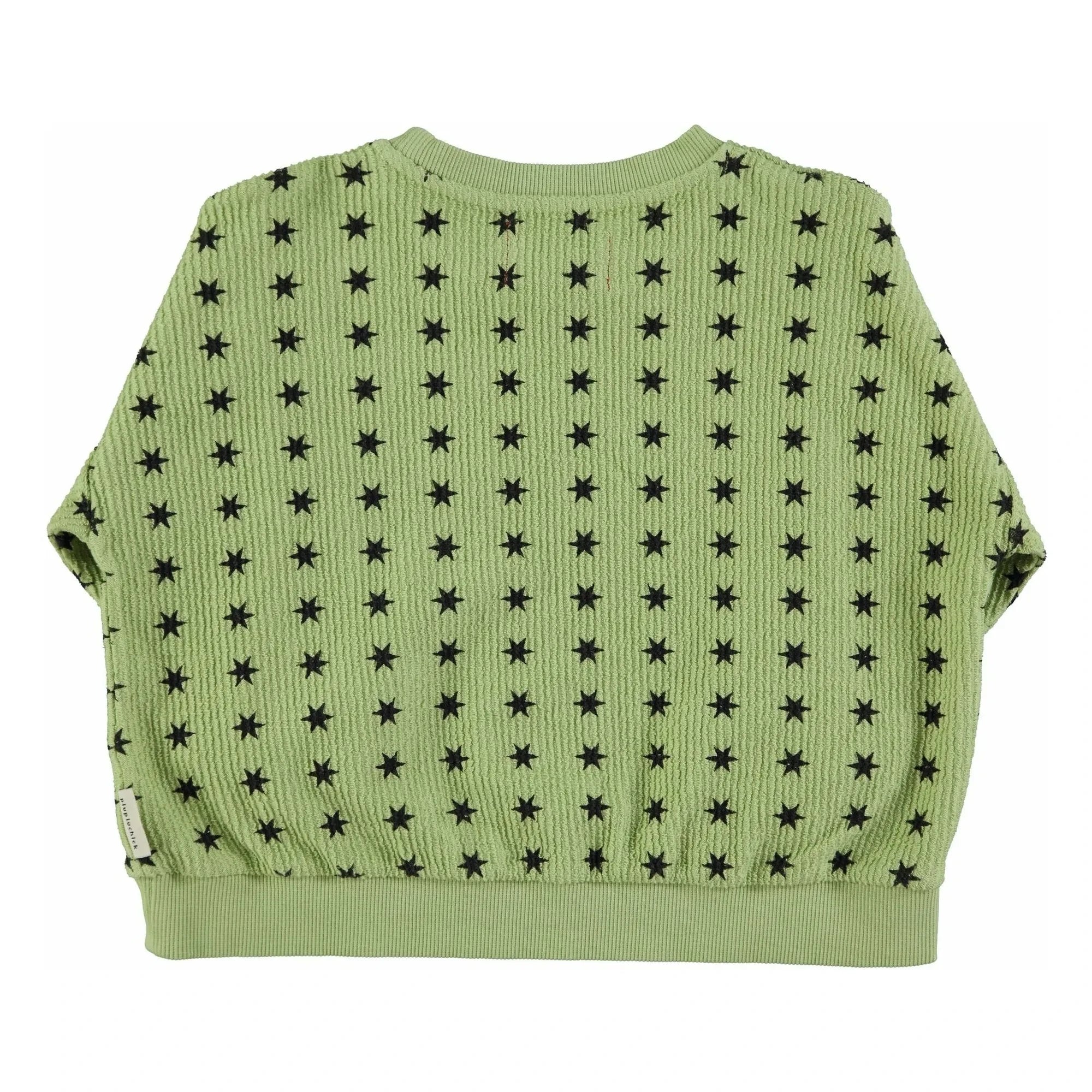 Piupiuchick - Fitilli Yıldız Sweatshirt Organik Pamuk | Yeşil