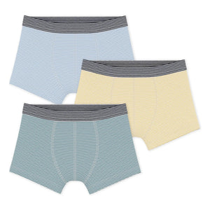Petit Bateau - 3’lü Çizgili Boxer Brief Seti | Mavi