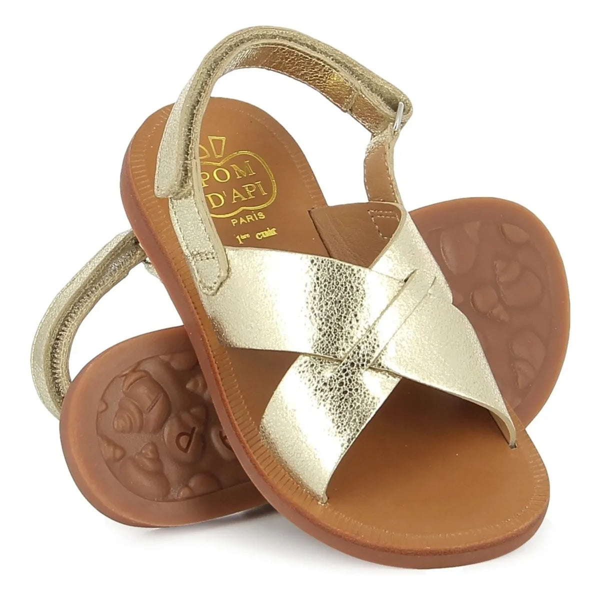 Pom d'Api - Plagette Çapraz Metalik Sandaletler | Altın