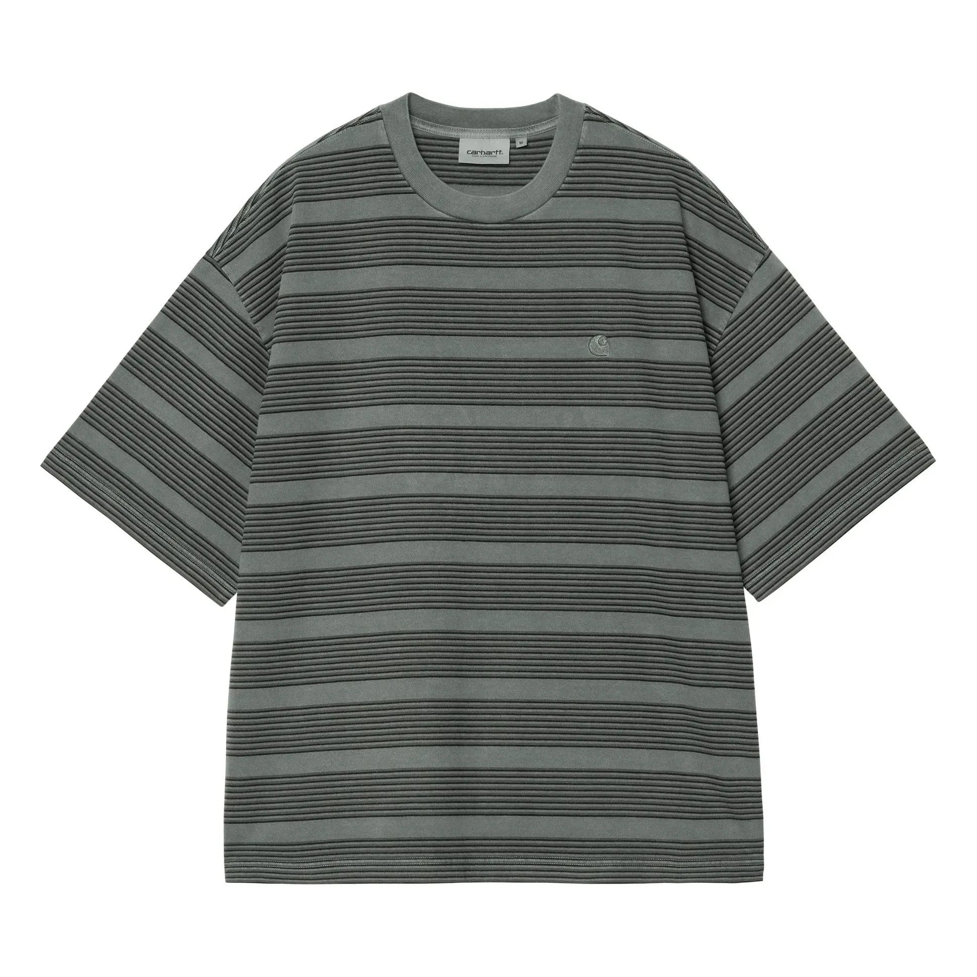 Carhartt WIP - Hanson Çizgili Tişört | Gri-yeşil