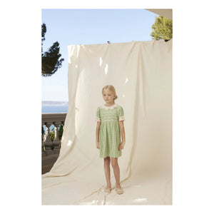 Bebe Organic - Tilia Kareler Smock Elbise | Soluk yeşil