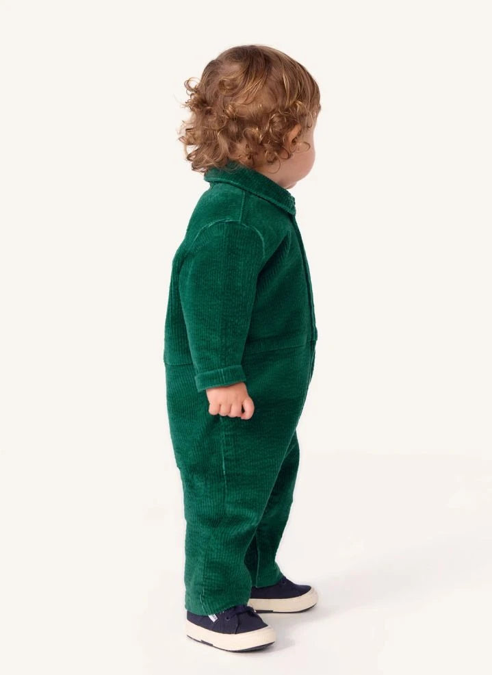 Petit Bateau - Pompist جمبسوت قطني عضوي مضلع | أخضر