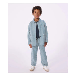 Petit Bateau - Çizgili Organik Pamuk İşçi Ceketi | Mavi