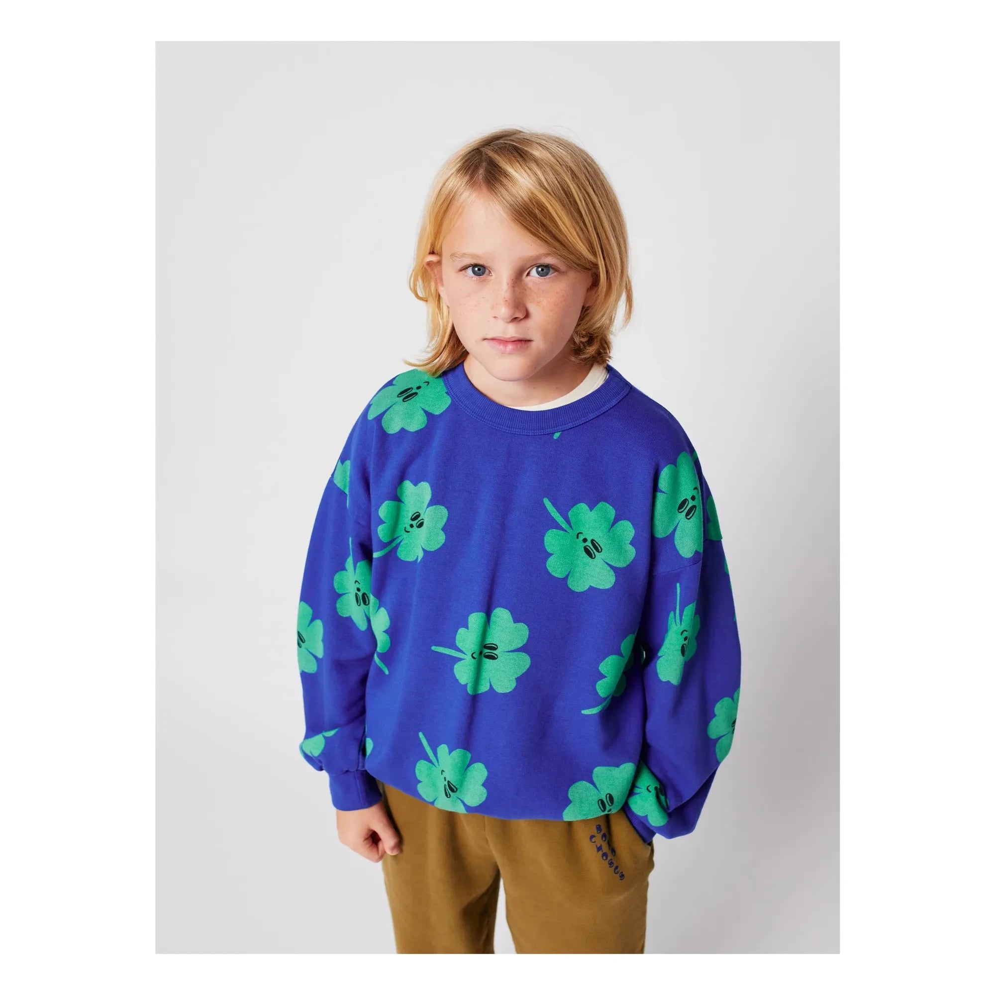 Bobo Choses - Trèfles organik pamuk sweatshirt | Mavi