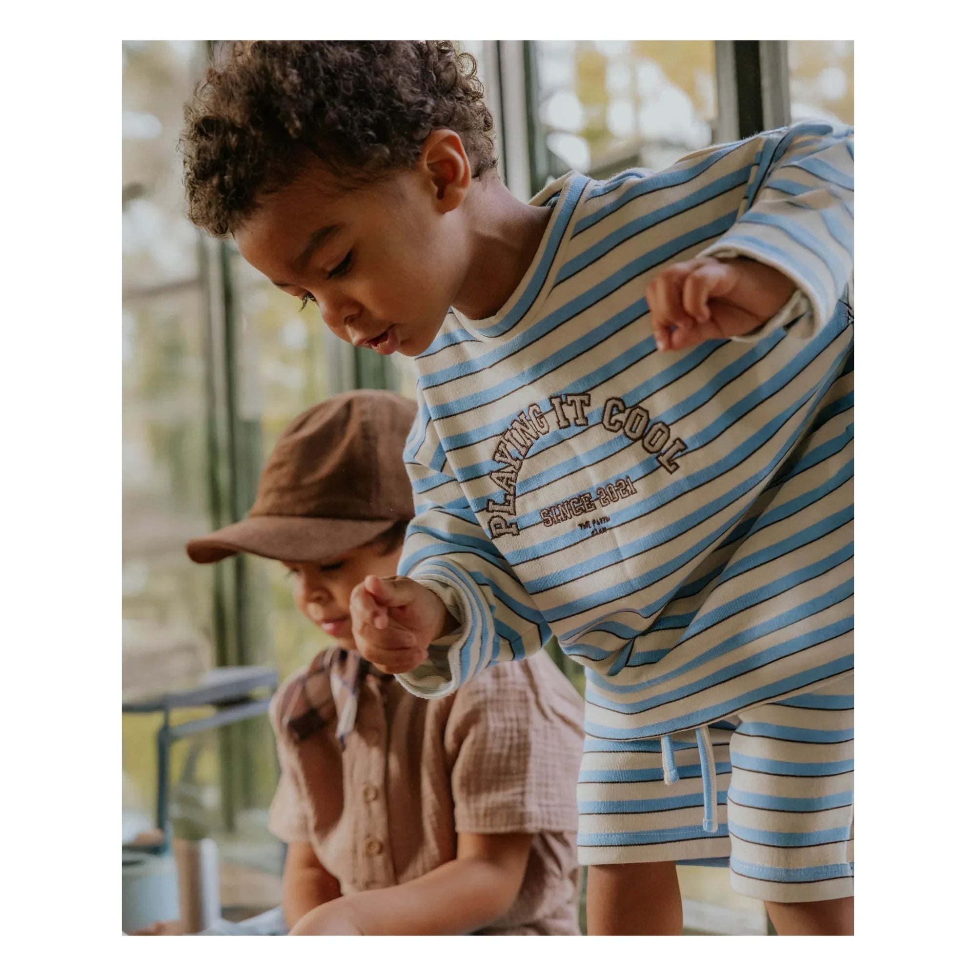 Fliink - Alvin çizgili organik pamuk sweatshirt | Açık mavi