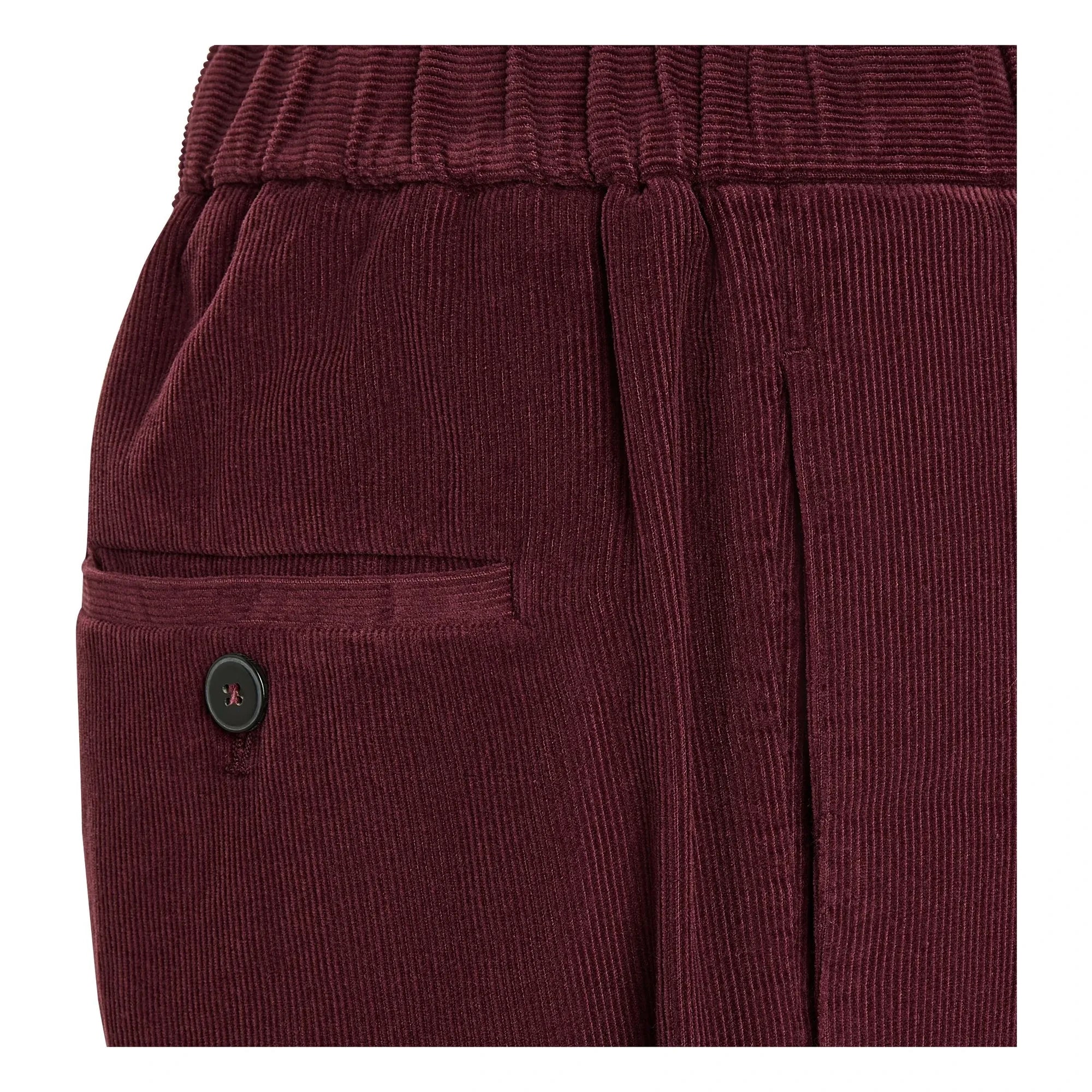Pomandère - Kadife Elastik Düz Paça Pantolon | Bordo