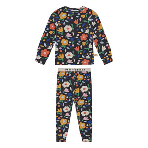 Petit Stella - Çiçek Desenli Pima Pamuk ve Modal Pijama | Siyah