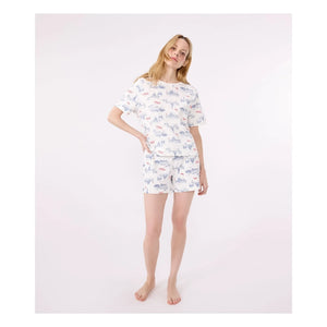 Petit Bateau - Kırık Organik Pamuklu Pijama Şortu | Ecru