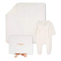 Chloé - Organik pamuk pijama ve battaniye seti | Beyaz
