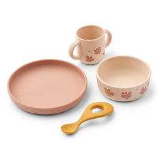Liewood - Vivi silikon yemek seti - 4'lü Set | Butterfly/Apple blossom