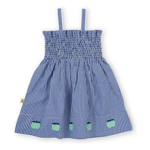 Goldie + Ace - Gingham Büzgülü Elbise | Mavi