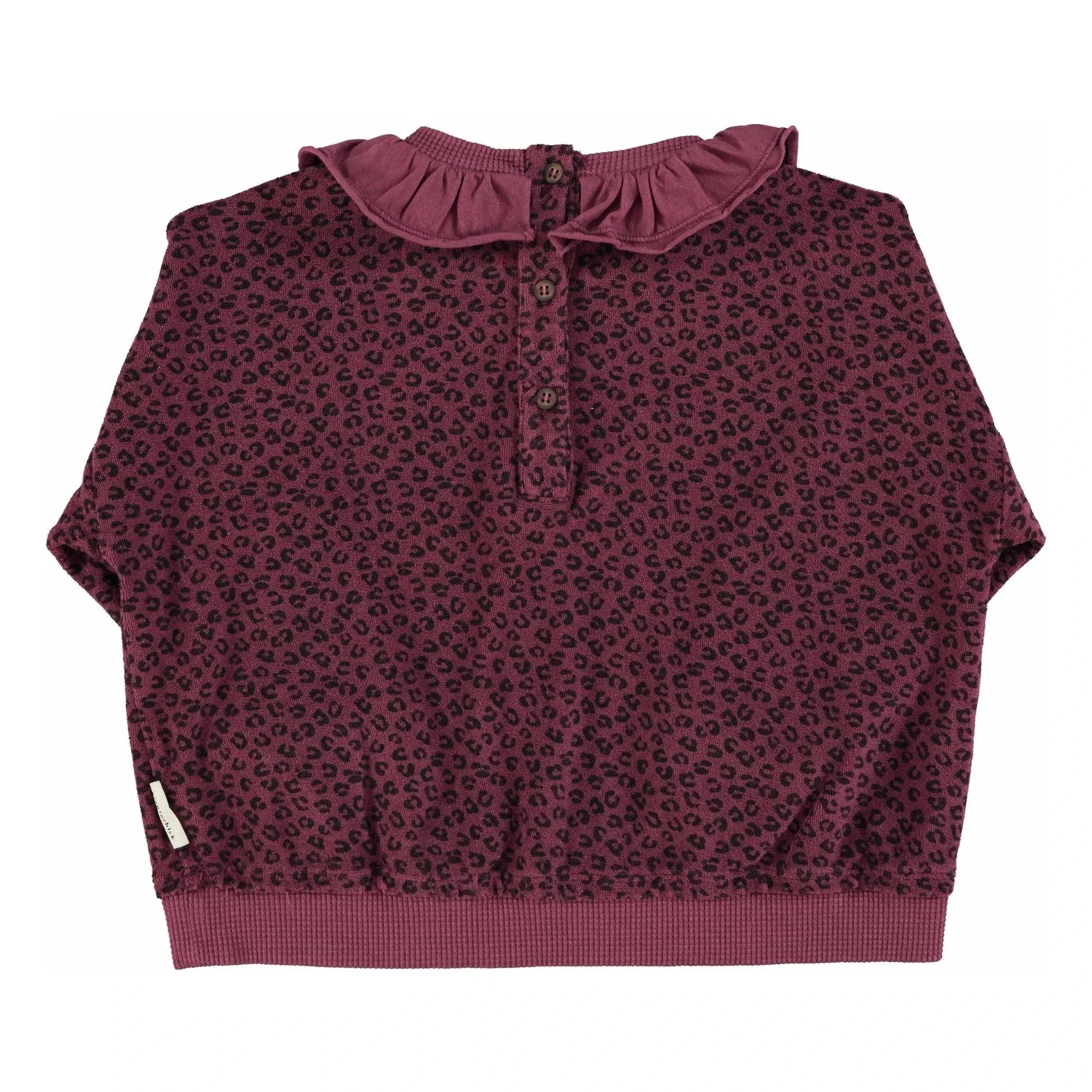 Piupiuchick - Fırfırlı Yaka Sweatshirt Leopard Organik Pamuk | Aubergine