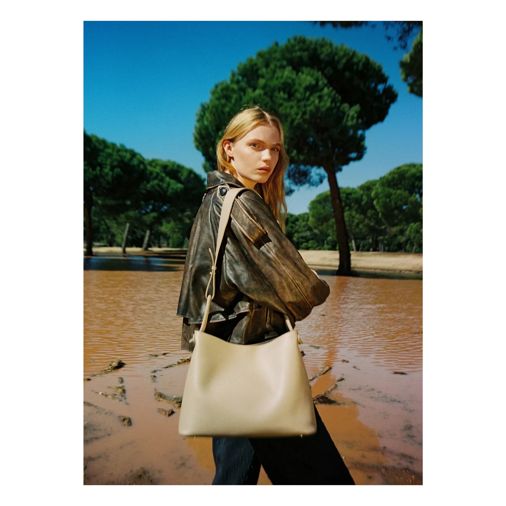 Elleme - Vosges Grainé deri çanta | Toz kahverengi