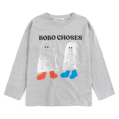 Bobo Choses - Bobo Choses Organik Pamuk Ghost Tişört | Gri Melanj
