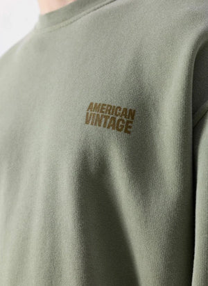 American Vintage - Plizzy yuvarlak yaka sweatshirt | Haki