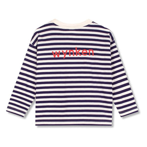 Wynken - Çizgili cepli T-shirt Organik pamuk | Lacivert
