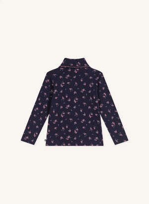 Petit Bateau - Organik pamuk çiçek desenli balıkçı yaka | Gece mavisi