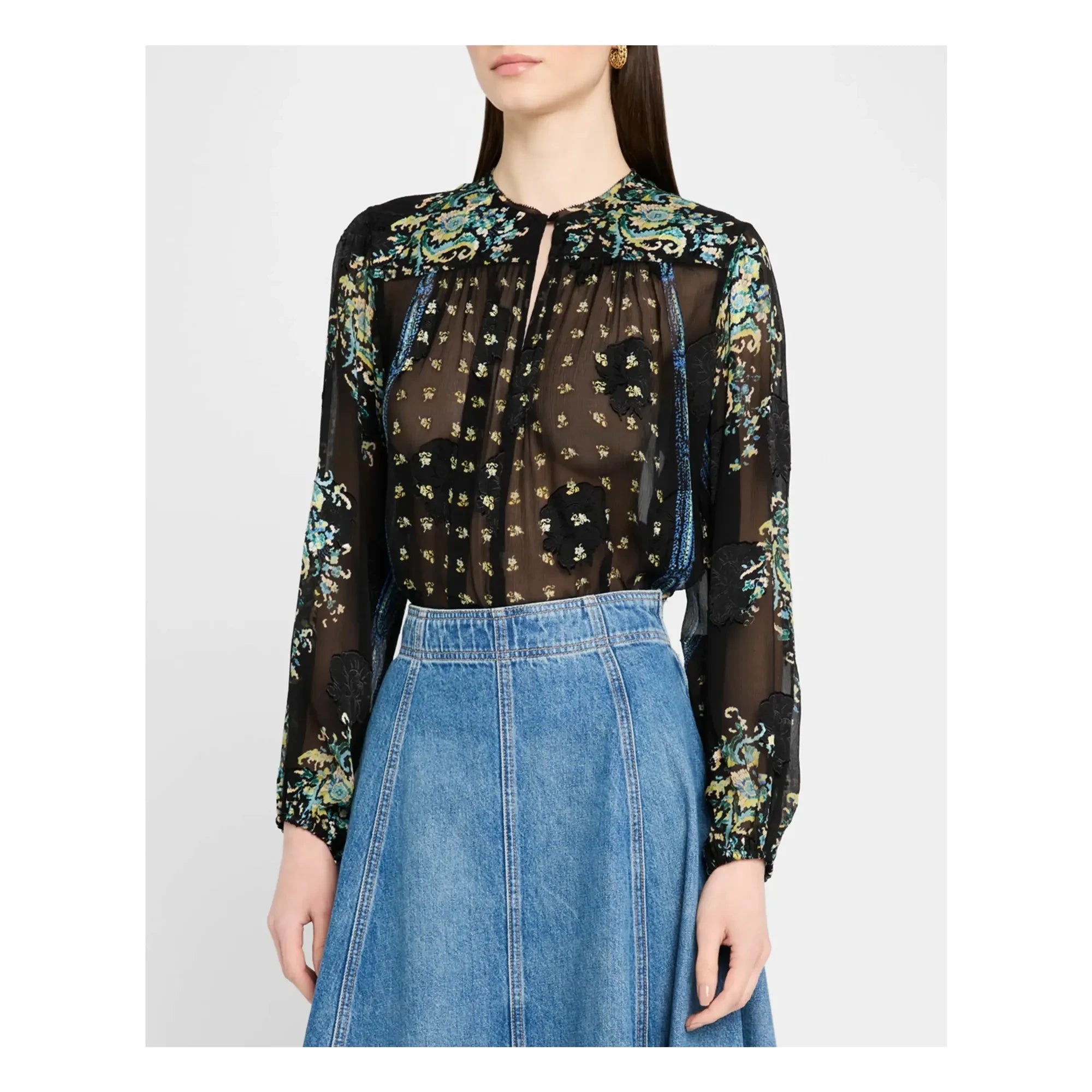 Ulla Johnson - Aster ipek bluz | Gece mavisi