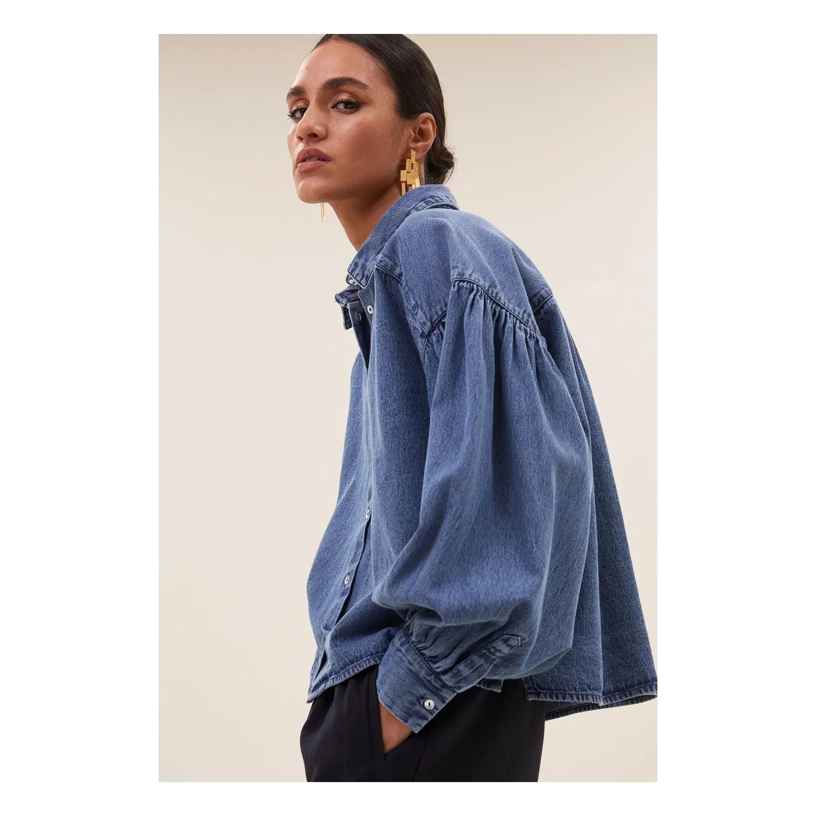 By Bar - Sarah Pamuk bluz | Denim mavisi