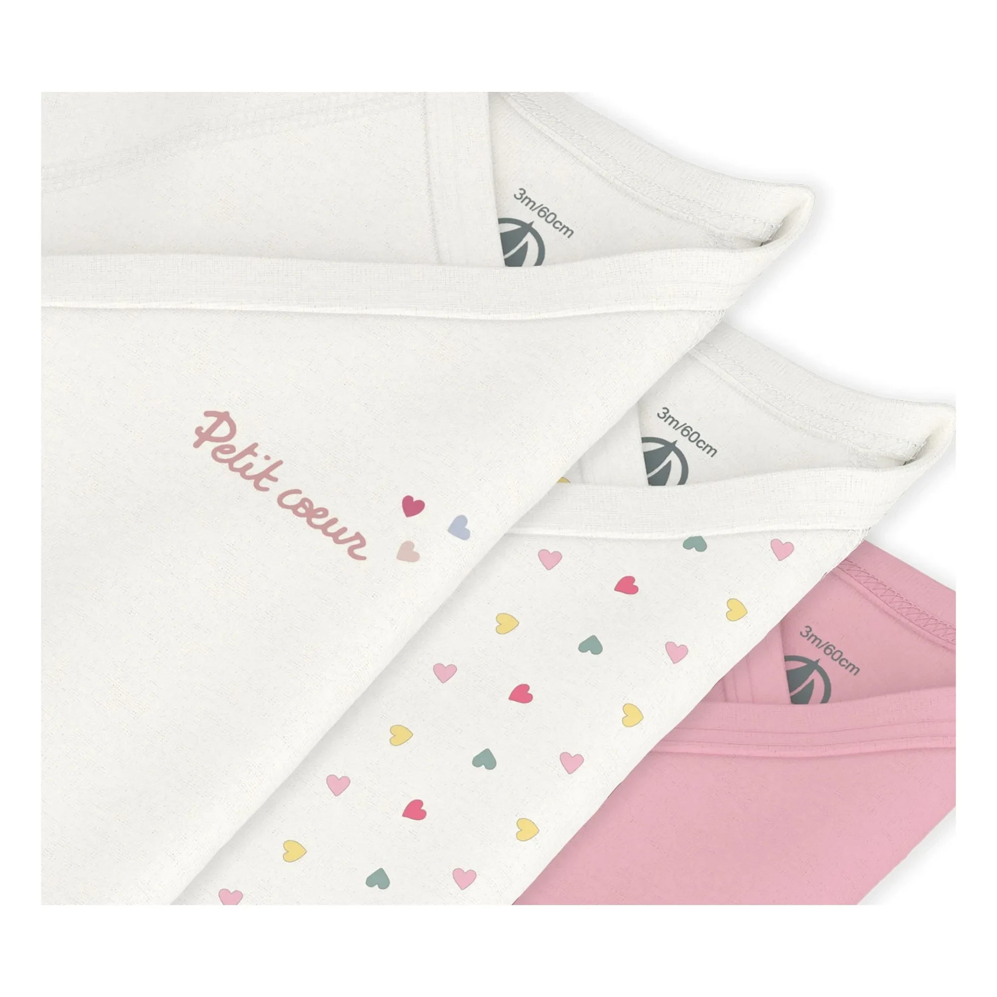 Petit Bateau - 3'lü Küçük Kalpli Organik Pamuk Çapraz Body | Beyaz