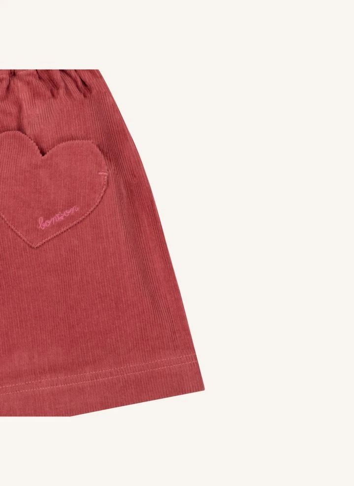 Bonton - تنورة كورد مخملية بنقشة بولكا | Framboise