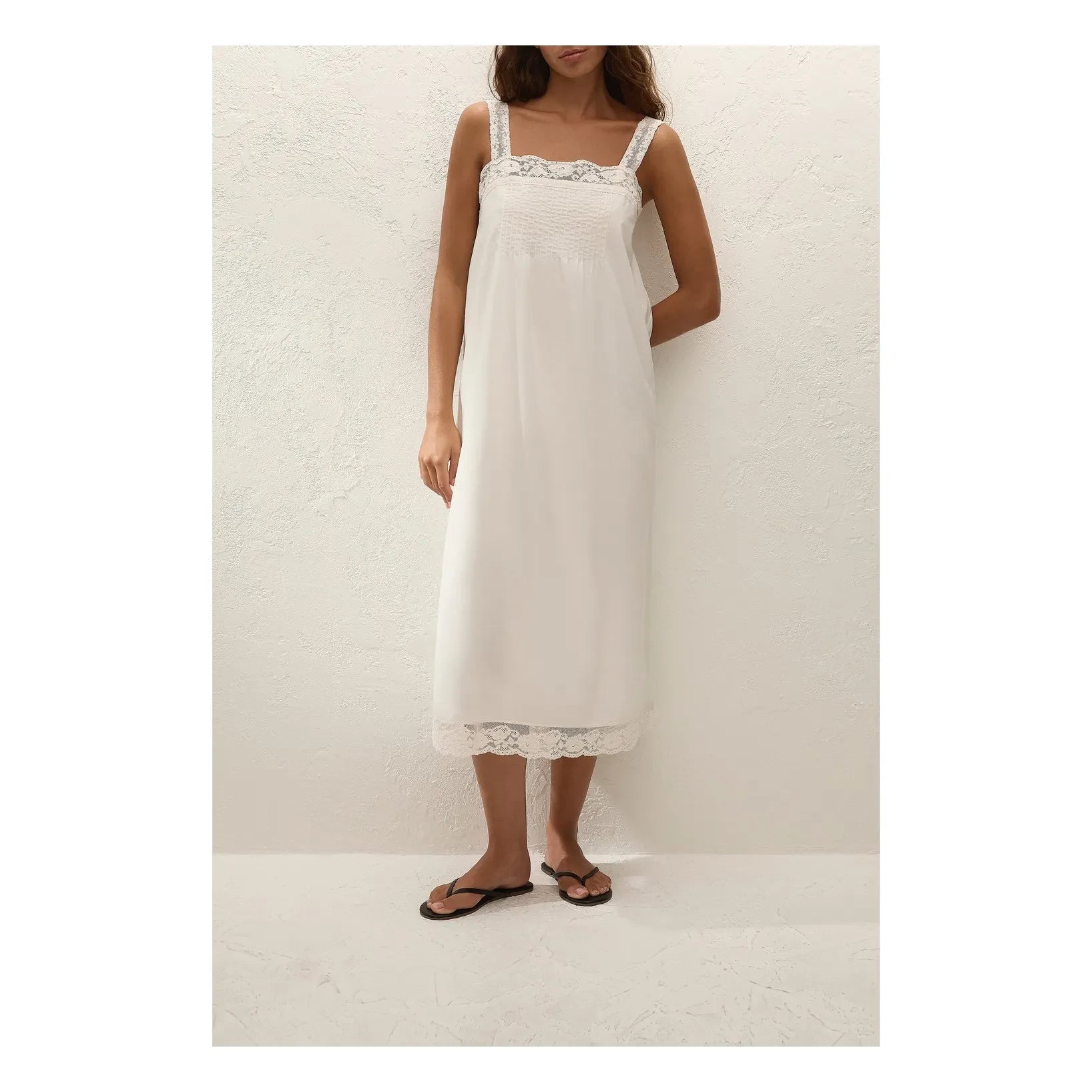 Faithfull the Brand - Cristina Midi Pamuk Elbise | Ivory