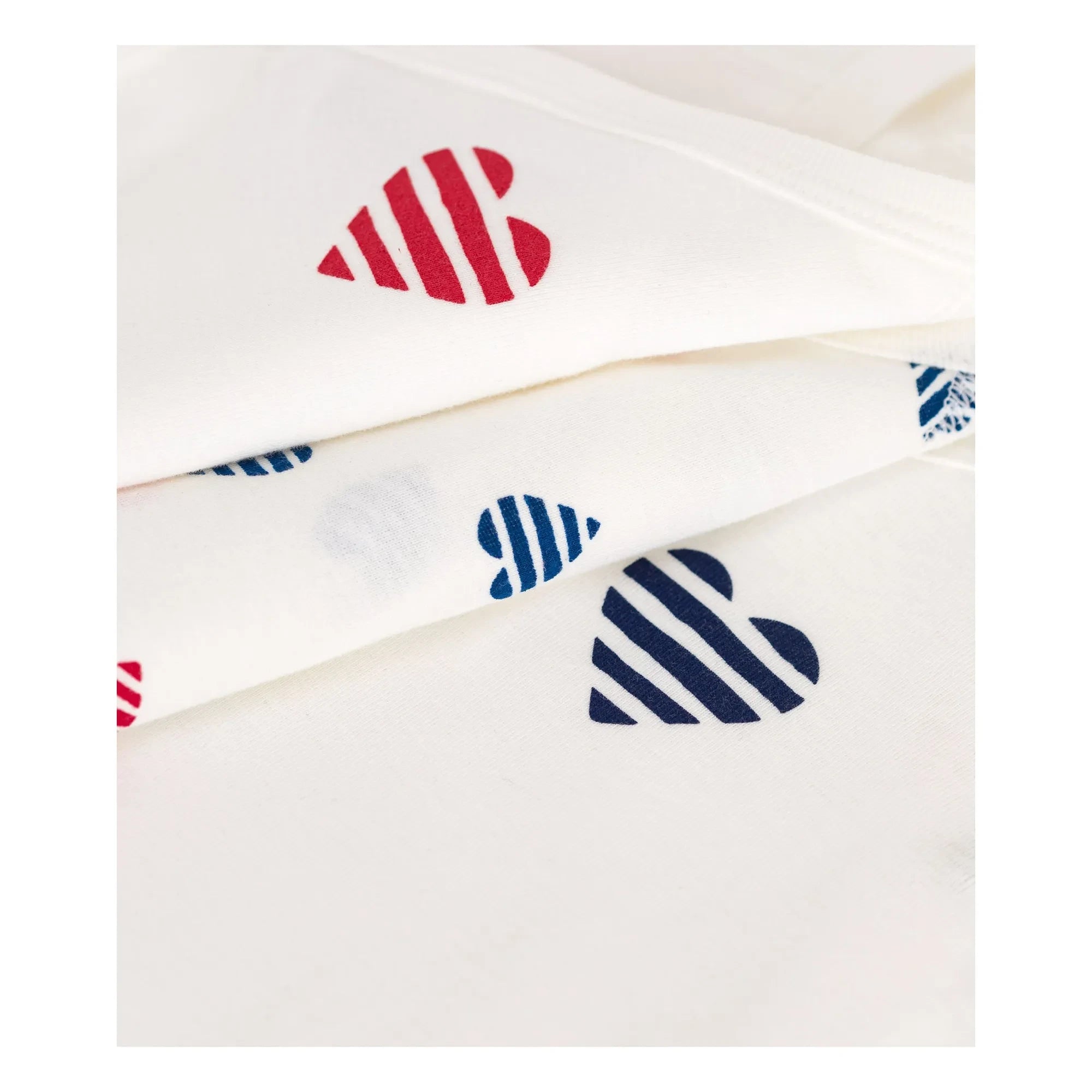 Petit Bateau - 3'lü Çizgili Kalp Organik Pamuk Bebek Body Seti | Ecru