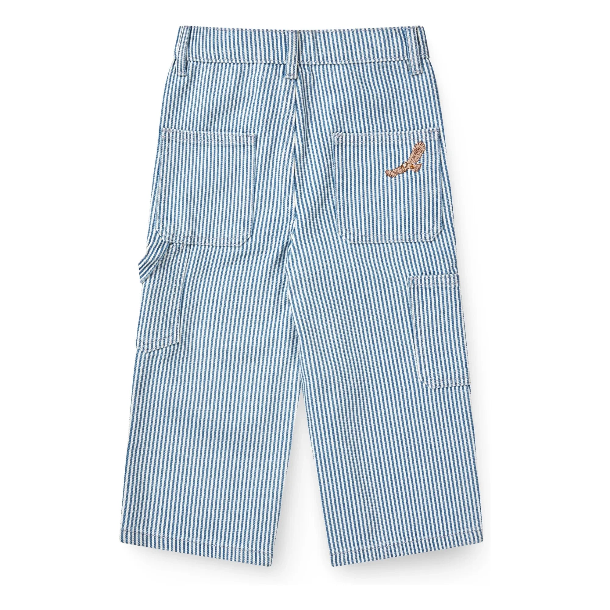 Copenhagen Colors - Çizgili Organik Pamuklu Gabardin Kargo Pantolon | Mavi